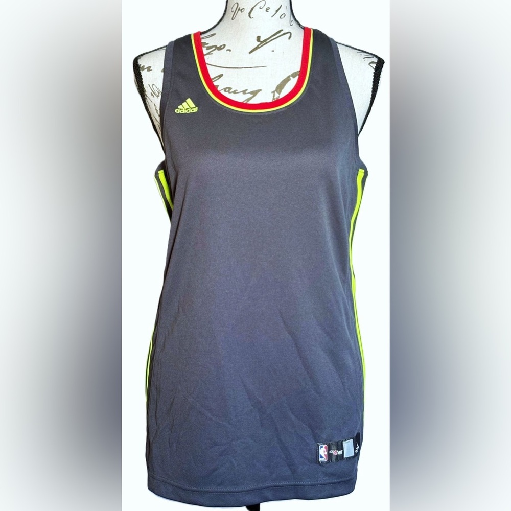 Dark Gray/Neon Green/Red Women's Med Adidas NBA for Her Sleeveless Jersey NWOT